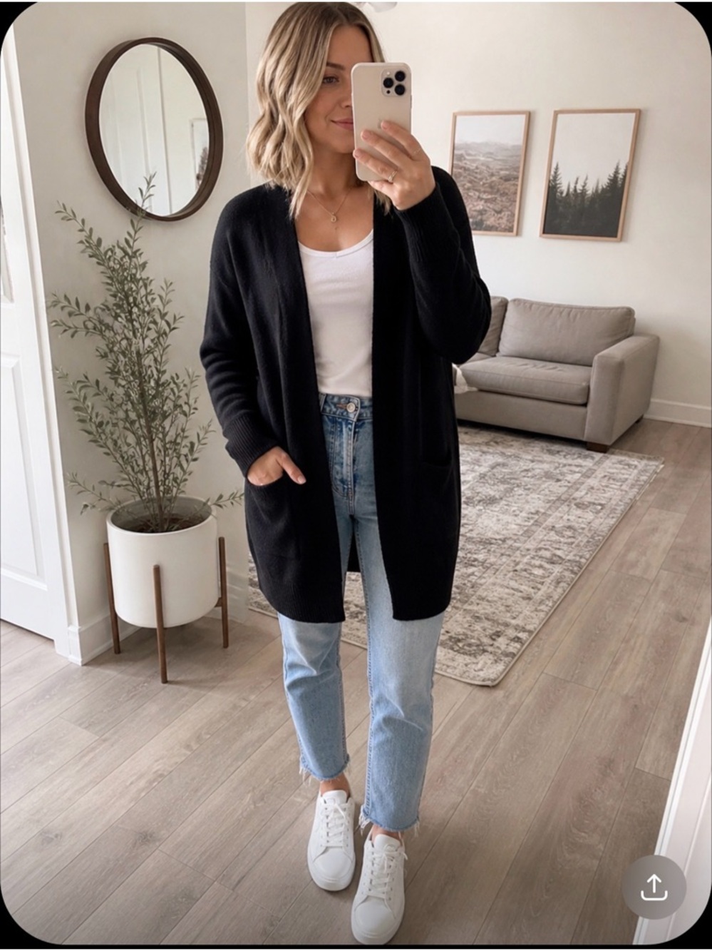 Aritzia Wilfred Free Alpaca Blend Oversized Cardigan Black XS Cozy Open Front